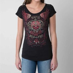 Sinful Celestina T-Shirt - Black Size XS